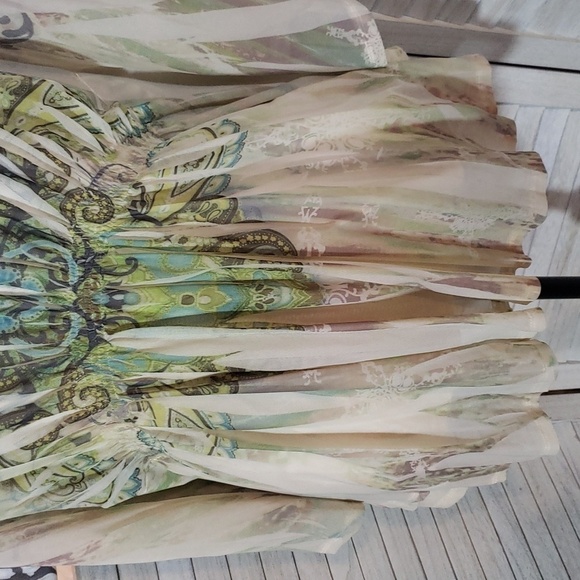 One World Women's Top Sheer Capelet Attached Tank Sparkle - Picture 4 of 13